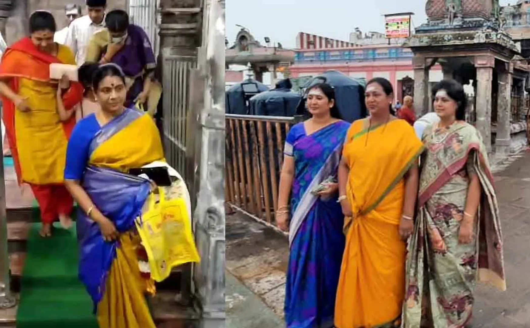 durga stalin and premalatha vijayakanth visits palani temple